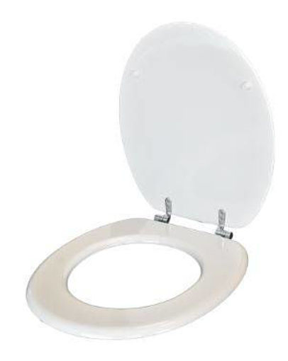 Imagen de TAPA INODORO VOGUE/BARI BLANCA HERRAJE PLASTICO DMC