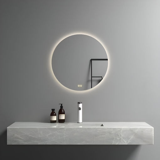 Imagen de ESPEJO REDONDO 80cm C/LUZ LED FRONTAL Y DESEMPAÑADOR DMC