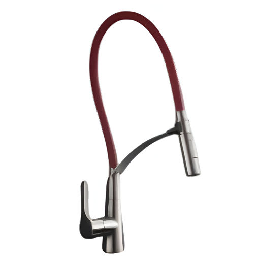Imagen de Grifo cocina con extensible rojo acero inox. FIMETA
