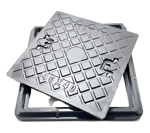 Imagen de Tapa y marco lisa resina 40X40 (MEDIUM DUTY) vehículos ligeros LACHS