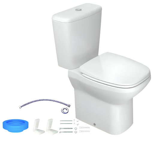 Imagen de Kit Flex inodoro + cisterna + tapa + conexiones blanco DECA