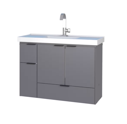 Imagen de Mueble colgar vanitory Orquidea MDF 80 cm gris con lavamanos blanco Cozimax