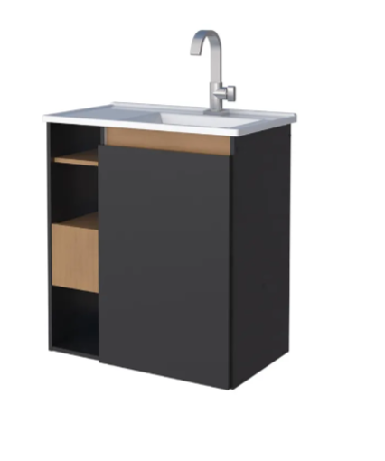 Imagen de Mueble Vanitory Lotus Negro 60 cm Suspendido con Lavamanos